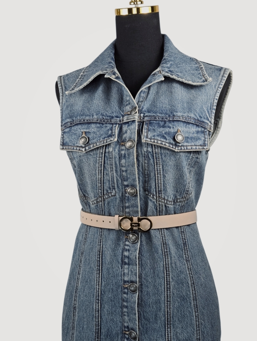 SPORTMAX Catone Denim Maxi Dress Button Front Sleeveless Blue US 10 IT 44 - Picture 11 of 16